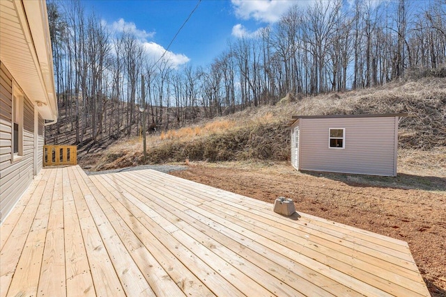 deck with an outdoor structure