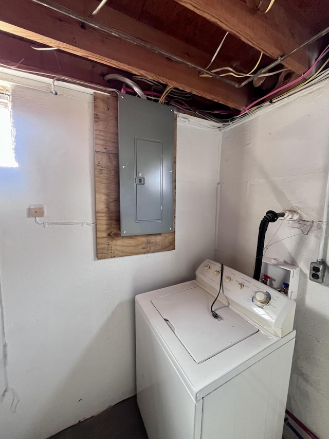 laundry area with laundry area, washer / dryer, and electric panel