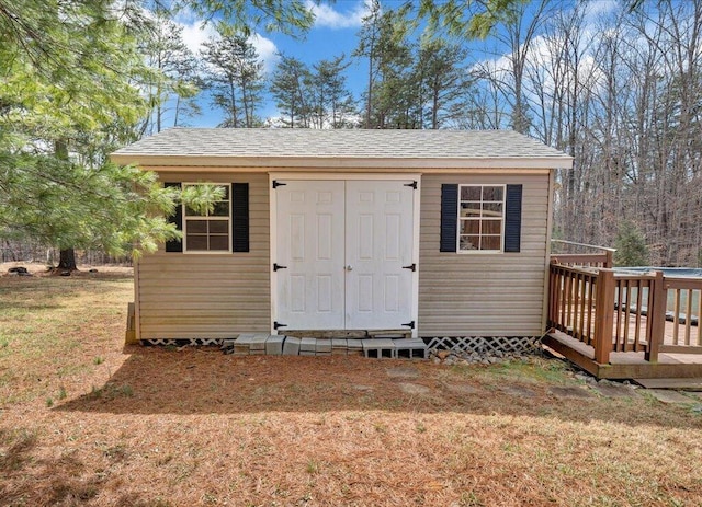 view of shed