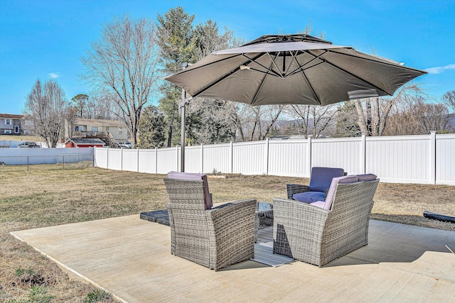 view of patio featuring a fenced backyard