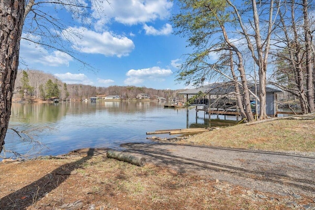 dock area featuring a water view