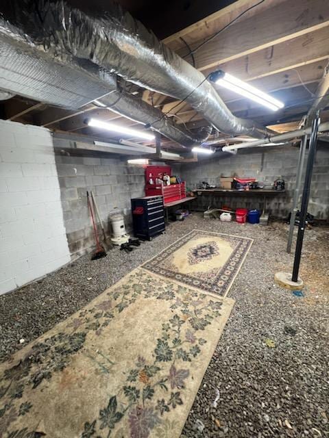 view of unfinished basement