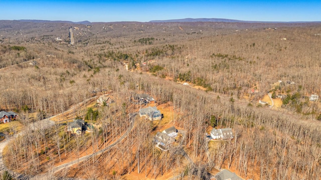 drone / aerial view featuring a mountain view