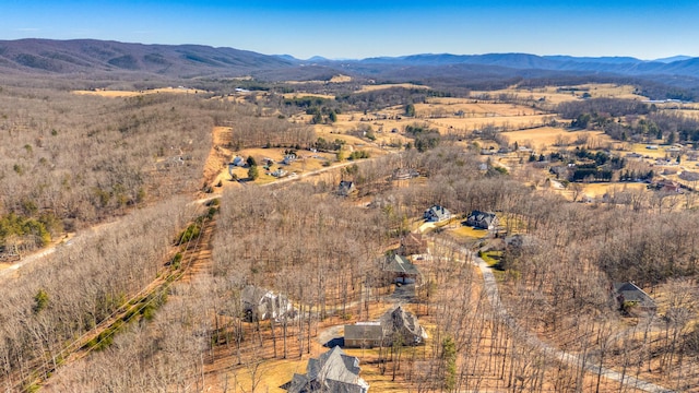 drone / aerial view featuring a mountain view