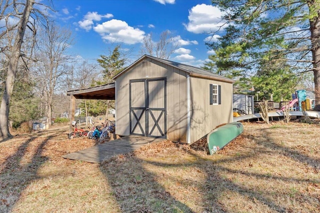 view of shed