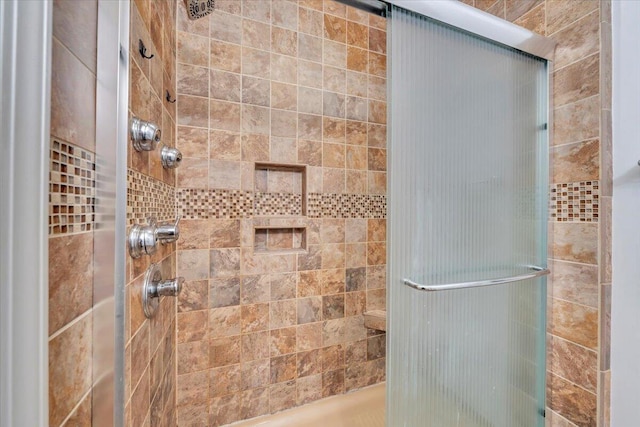 bathroom featuring a stall shower