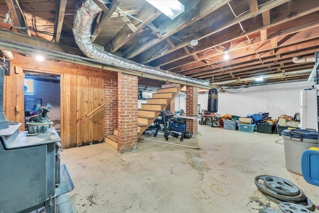 unfinished basement with stairway