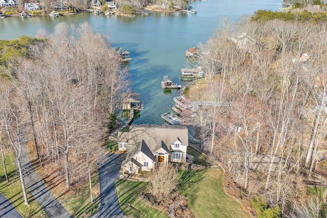 bird's eye view featuring a water view