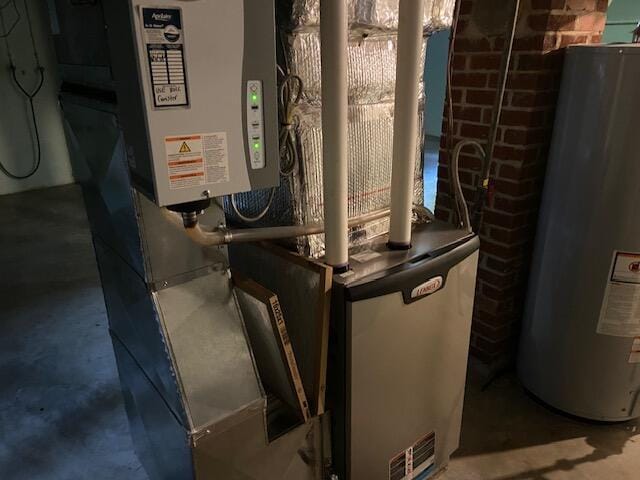 utilities featuring heating unit and water heater