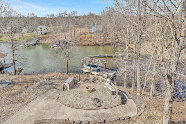 exterior space with a dock