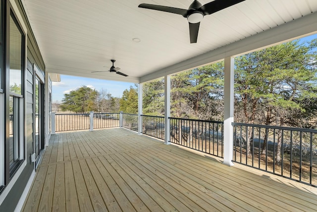 deck featuring ceiling fan