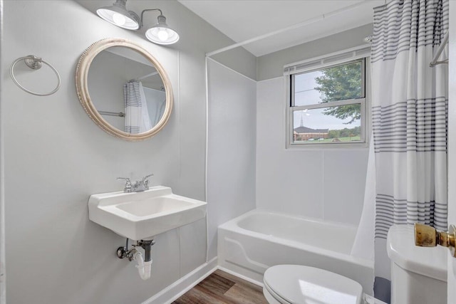 39 Daisy Hill Ln, Rocky Mount, VA 24151 - full bathroom with shower / bath combination with curtain, toilet, and wood finished floors