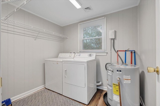39 Daisy Hill Ln, Rocky Mount, VA 24151 - washroom with visible vents, independent washer and dryer, water heater, crown molding, and laundry area