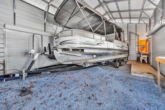 garage with metal wall