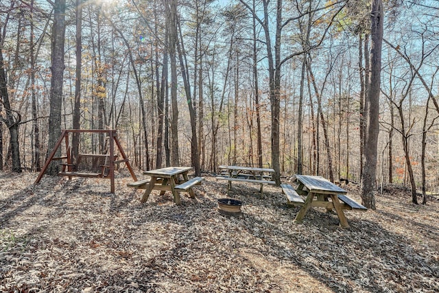 view of yard featuring a view of trees