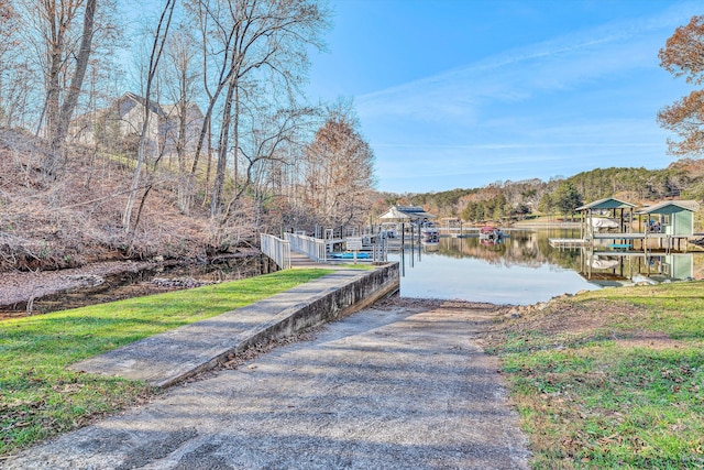 view of dock featuring a water view