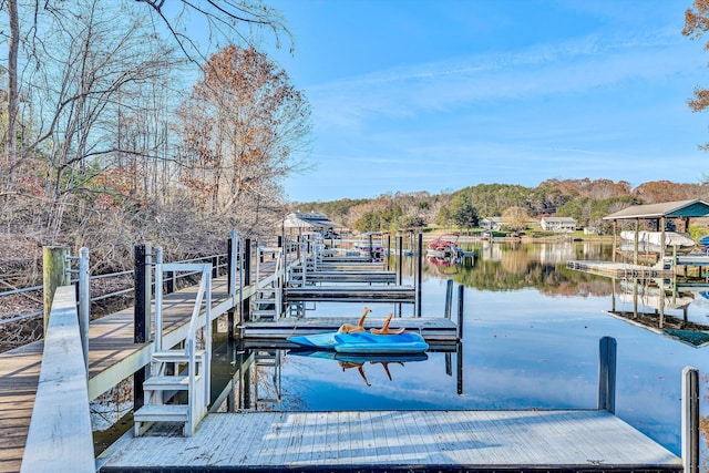 dock area featuring a water view