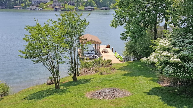 exterior space featuring boat lift and a dock