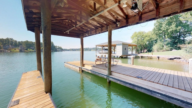 view of dock featuring a water view