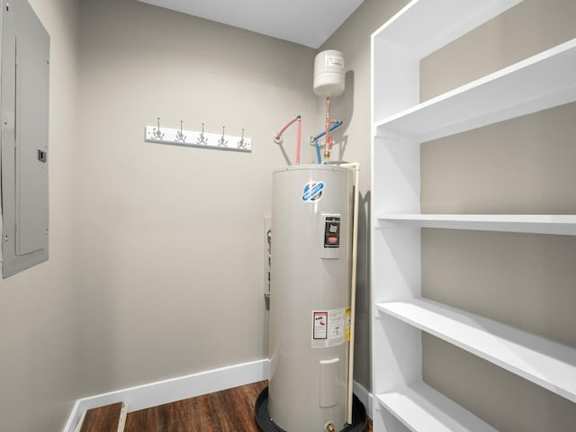 utility room with water heater and electric panel