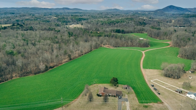 aerial view with a mountain view and a rural view