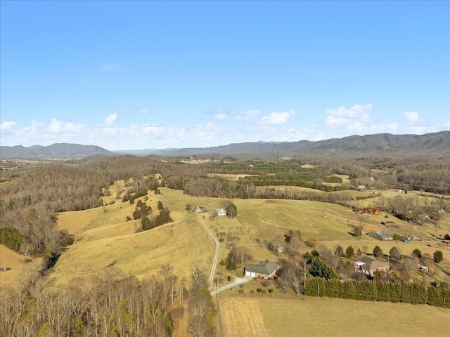 bird's eye view featuring a mountain view