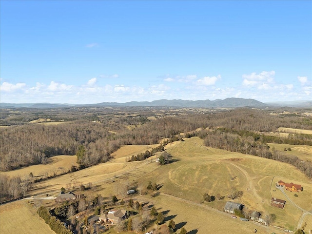 drone / aerial view featuring a mountain view