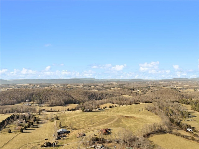 bird's eye view with a rural view and a mountain view