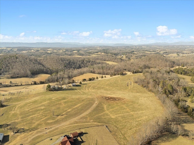 aerial view with a rural view and a mountain view