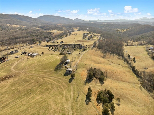 aerial view with a rural view and a mountain view