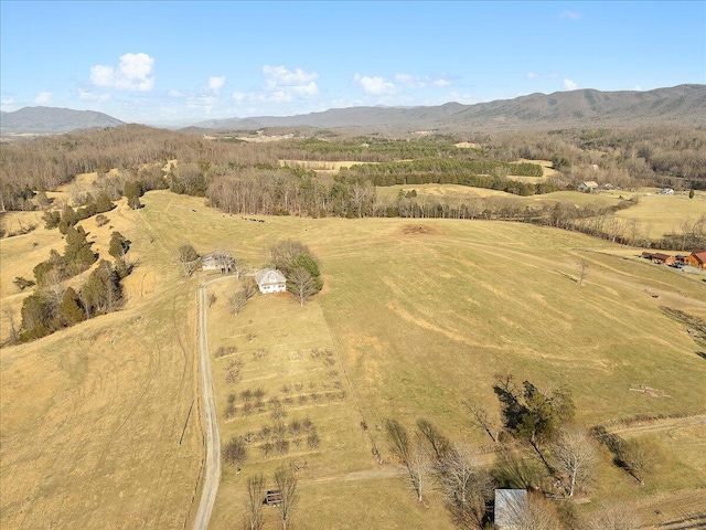 bird's eye view with a mountain view