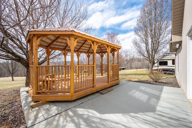 view of patio featuring a gazebo