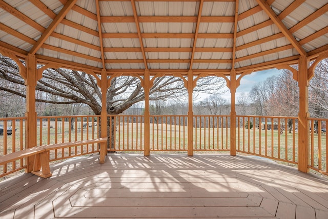 wooden terrace with a gazebo