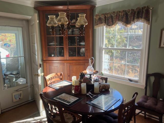 dining area with a notable chandelier and a healthy amount of sunlight