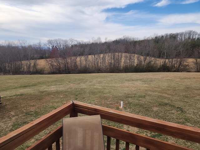 view of yard featuring a wooded view