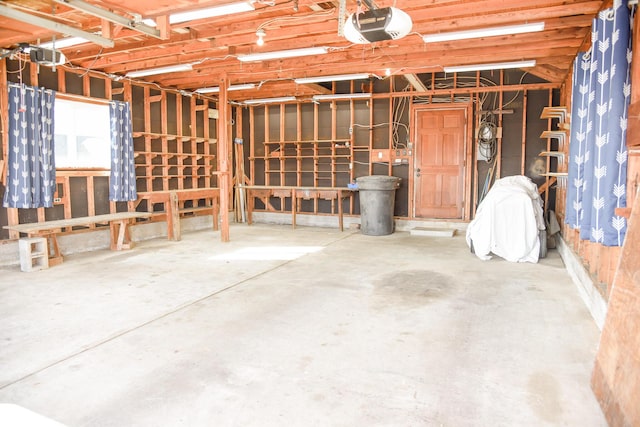 garage with a garage door opener