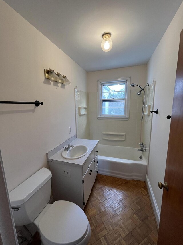 full bathroom featuring vanity, toilet, and shower / bath combination