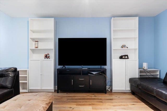 living area with light wood-style floors