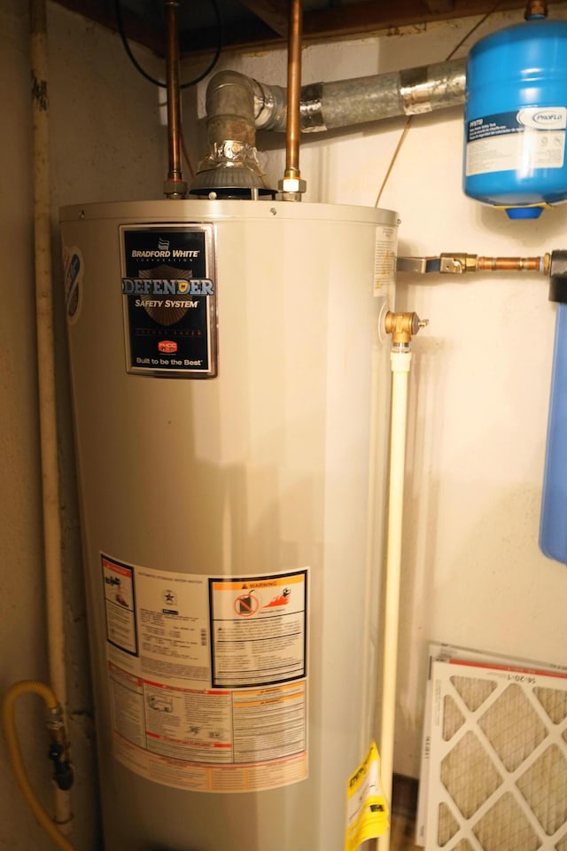 utility room featuring gas water heater