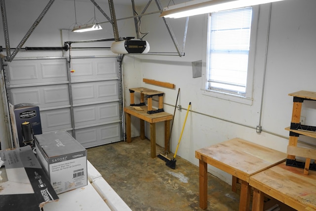 garage with a garage door opener