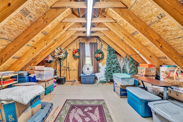 unfinished attic with visible vents