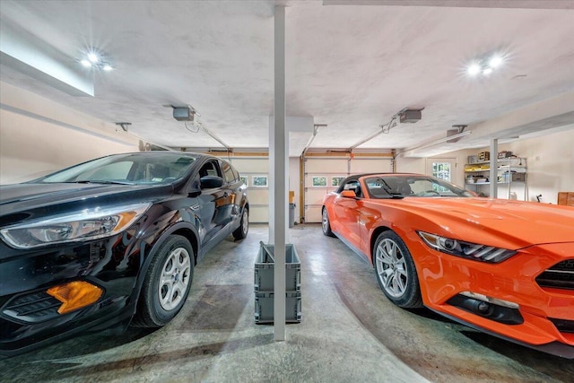 garage with a garage door opener