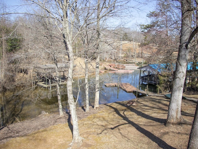 view of dock featuring a water view