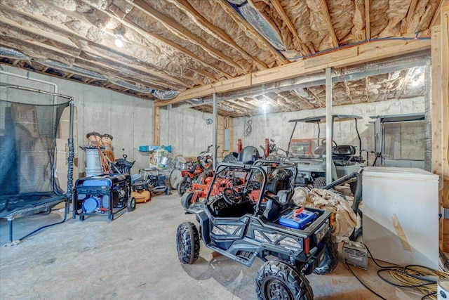 unfinished basement with electric panel