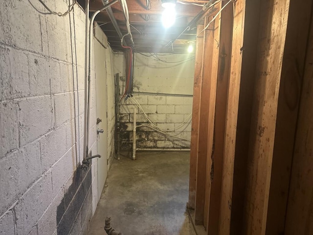 view of unfinished basement