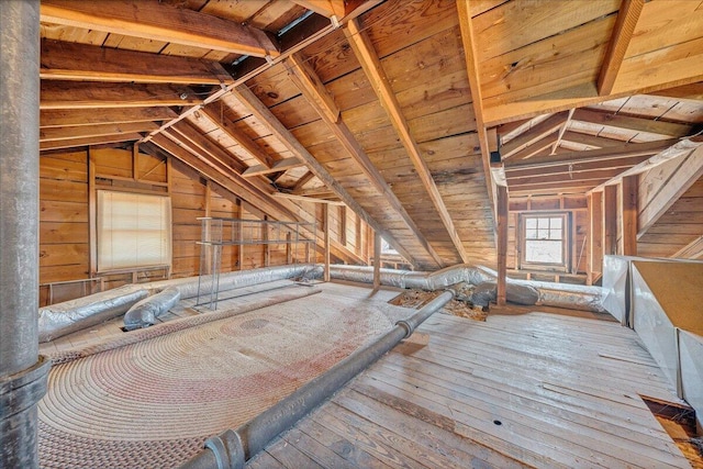 view of unfinished attic