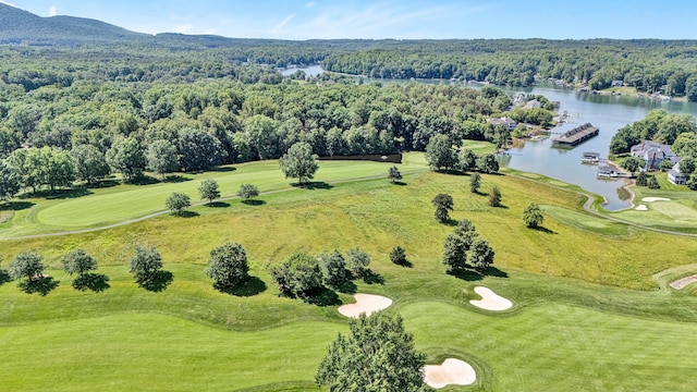 40 Sandpiper Cir, Penhook, VA 24137 - drone / aerial view of a water and mountain view, a heavily wooded area, and a golf club
