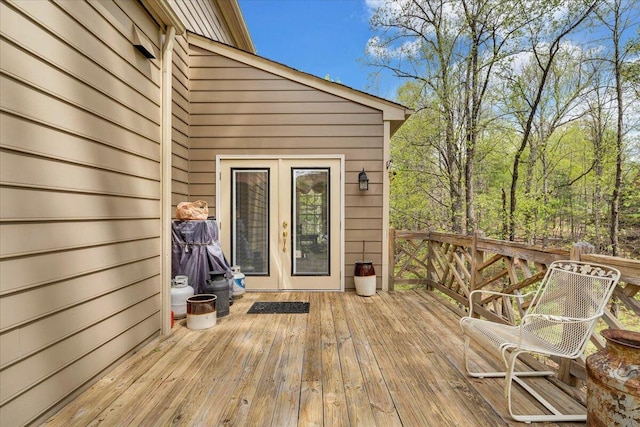 wooden deck with french doors