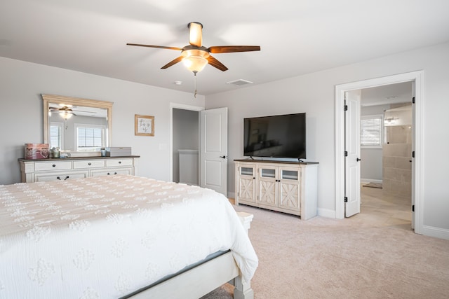 1042 Round Meadow Dr, Christiansburg, VA 24073 - bedroom featuring light carpet, baseboards, and ceiling fan