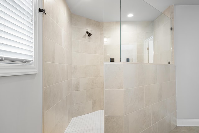 1042 Round Meadow Dr, Christiansburg, VA 24073 - full bath featuring walk in shower, recessed lighting, and baseboards
